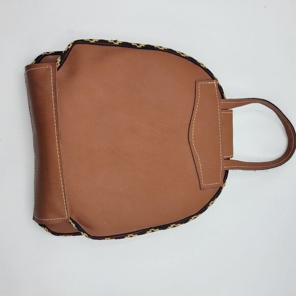 Leather Aztec Picnic Bag Kit Travel Saddlery Tote with Cutlery Set - Picture 3 of 6